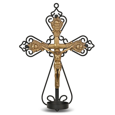14" Metal Crucifix Votive