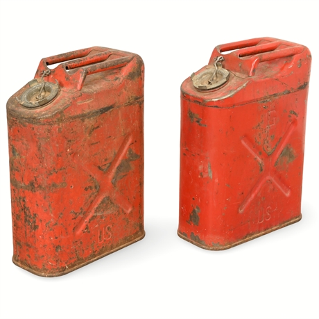 Vintage USMC 5L Fuel Cans (Pair) - 1979 & 1984 Markings