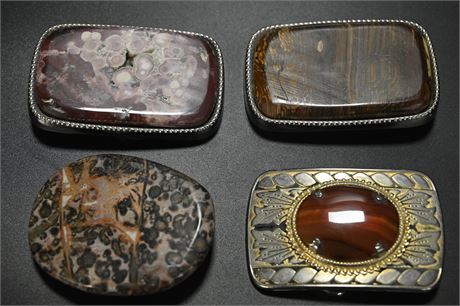Vintage Polished Stone Belt Buckles