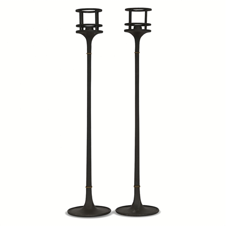 Pair of Dansk Denmark Iron Candleholders by Quistgaard — 1960s, 17.25"
