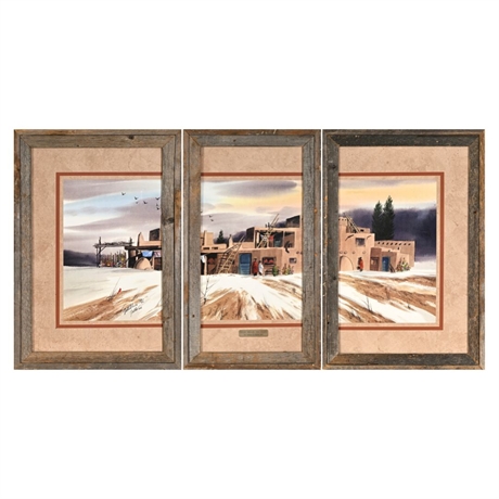 James R. Fallier AWS, High Road to Taos 65/500 Triptych