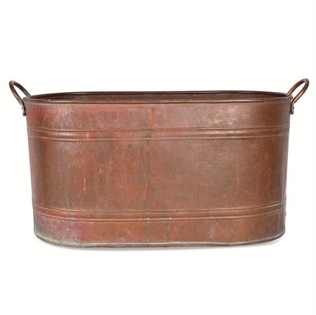 Large 19th Century Oval Copper Wash Tub with Handles