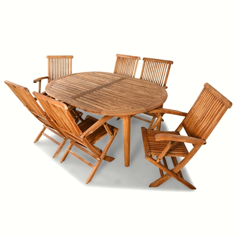 Nauteak Maritime Heritage Teak Outdoor Dining Set with Butterfly Leaf