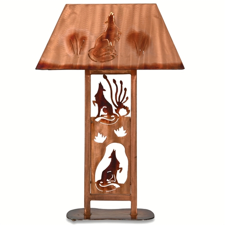 Western Table Lamp with Copper Finish