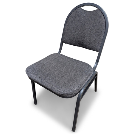 Stackable Banquet Chair – Charcoal Fabric & Black Metal Frame