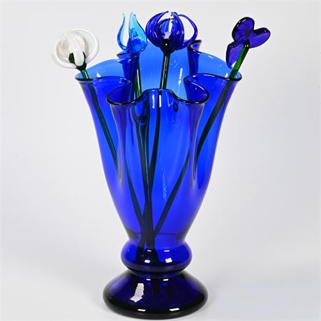 Cobalt Blown Glass Vase