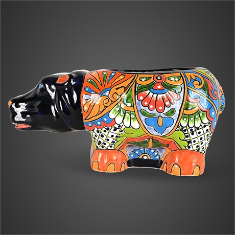 The Happy Hippo Colorful Ceramic Talavera Planter – Signed M.A.