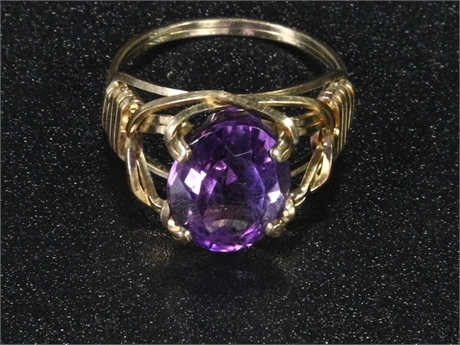 10k Wire Wrapped Amethyst Ring