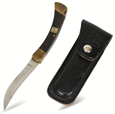 Vintage G96 Stainless Lock Back Folding Knife Wood Handle