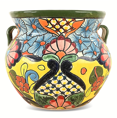 15" Blooming Traditions Talavera Pot – Vibrant Mexican Folk Art