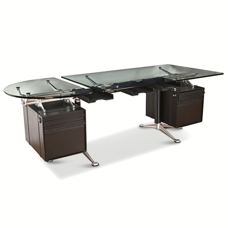 Herman Miller Bruce Burdick Modular Workstation Desk, Glass & Chrome