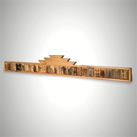Handcrafted Wooden Navajo Rug Hanger – Cactus Rib & Stepped Crest Design