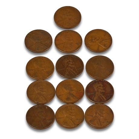 13) Lincoln Wheat Ears Pennies