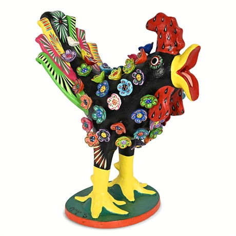 Gerardo Ortega Barro Betus Rooster — Tonalá Jalisco Folk Art