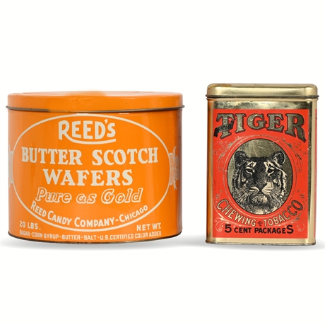 Vintage Reeds Tin and Tiger Tin