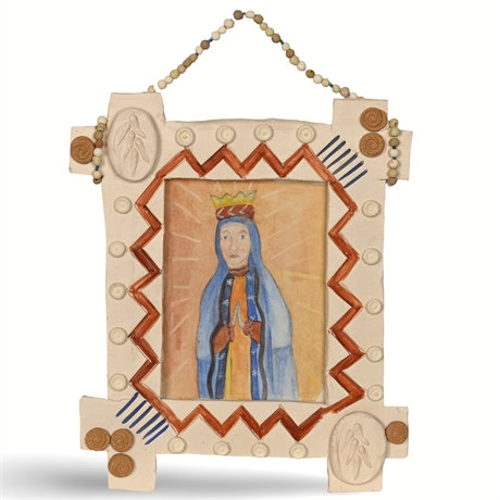 Watercolor of Virgin Mary in Ceramic Frame