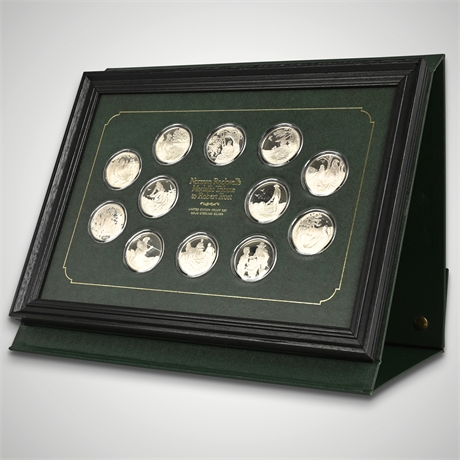 12-Piece Sterling Silver Robert Frost Tribute Set by Norman Rockwell