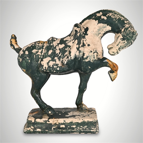 Tang Style Cast Stone Prancing Horse Statue Garden Sculpture