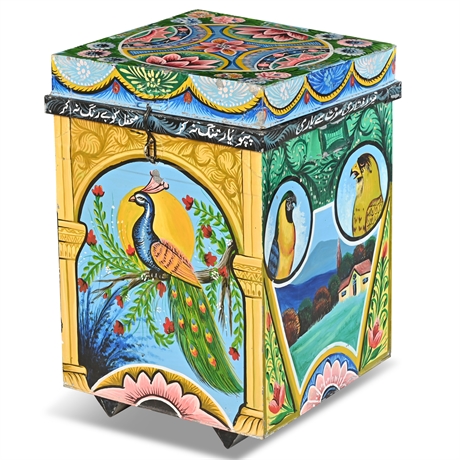 22" Hand Painted Tin Trunk/Chest