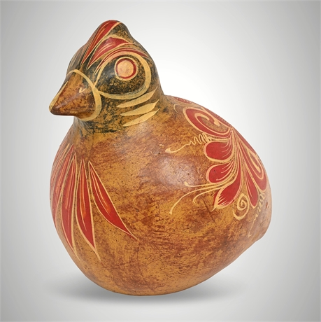 Tonalá Burnished Earthenware Quail Figure, Hand-Painted Mexican Folk Art