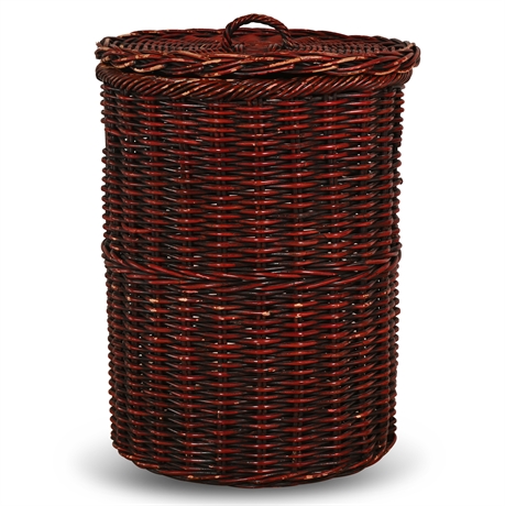 Vintage Hand Woven Wicker Hamper