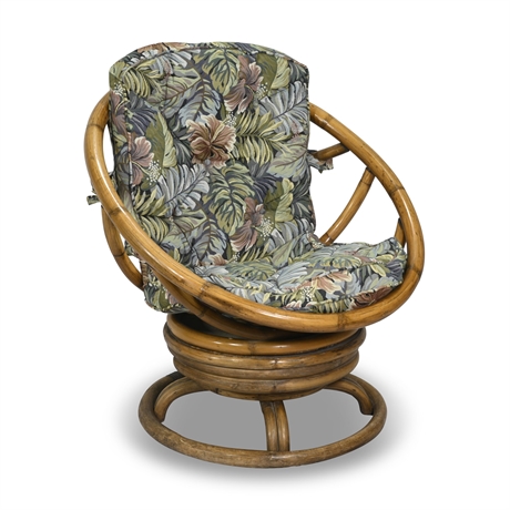 Vintage Rattan Swivel Chair