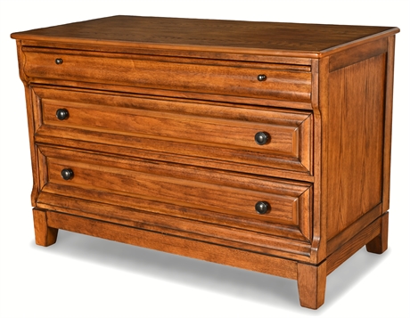 Rustic Oak Three-Drawer Dresser With Felt-Lined Top Drawer