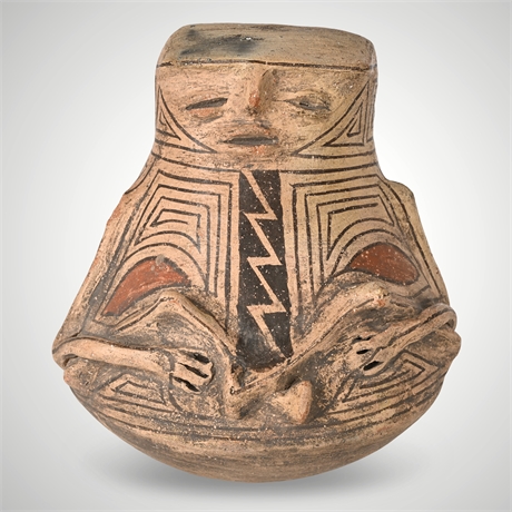 Casas Grandes Seated Human Effigy Jar w/ Relief Limbs