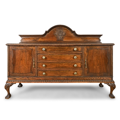 Late 19th-Century Belgian Oak Sideboard – Ball & Claw Feet