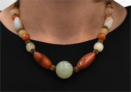 Artisan Beaded Necklace, Mixed Shapes & Earth‑Tone Beads