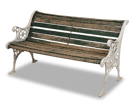 Classic Iron and Wood Park Bench