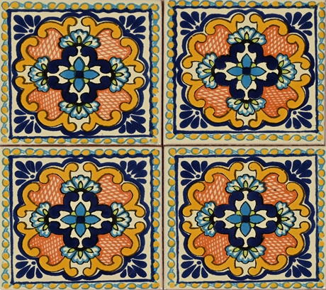 4.25" X 4.25" Talavera Tiles, 90 pieces
