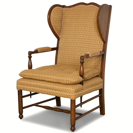 Antique Wingback Armchair with Spindle Turned Supports