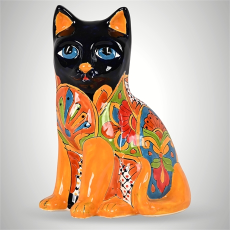 Talavera Ceramic Cat Sculpture