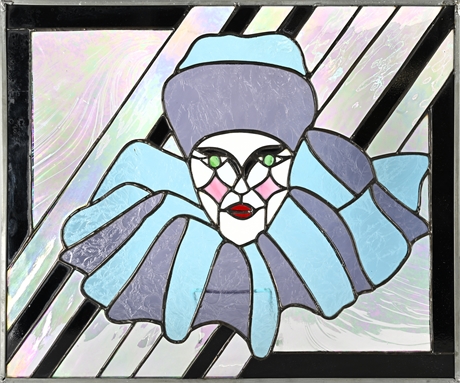 Harlequin Art Deco Stained Glass  Panel — 16" x 18.5"