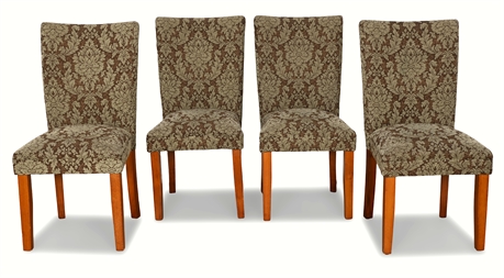 (4) Parsons Upholstered Accent Dining Chair,Set of 2, Brown Damask