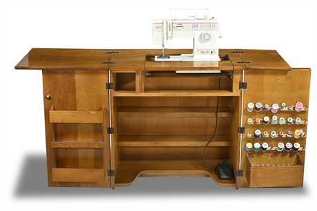 Singer Sewing Machine in Sewing Cabinet