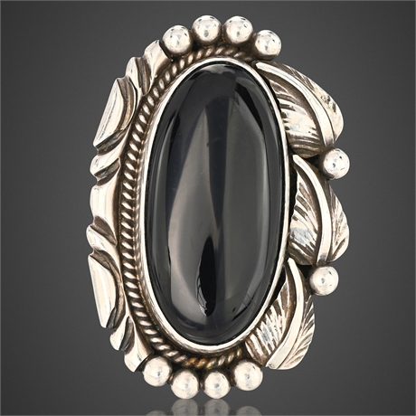 Gene Nataan (Navajo) — Sterling Silver & Black Onyx Ring, Size 7