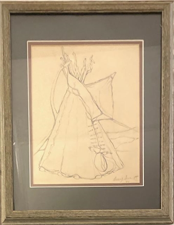 Framed Tipi Pencil Drawing