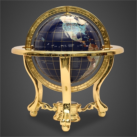 Precious Stone Globe, Brass Stand