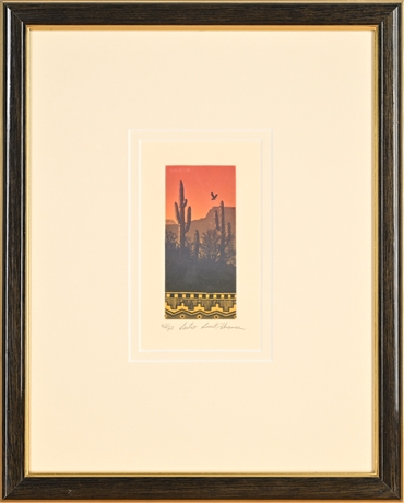 Brent Thomson “Buteo” Desert Etching, Ltd Ed 42/60 – Framed Southwest Art