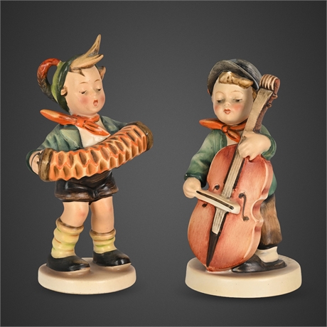 Goebel Hummel "Accordion Boy" 185 & "Sweet Music" 186 Figurines, West Germany