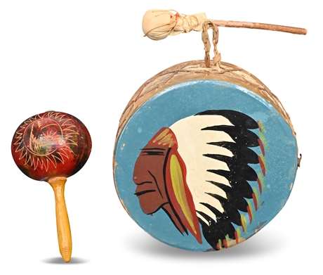 1950's Child's Drum & Maraca