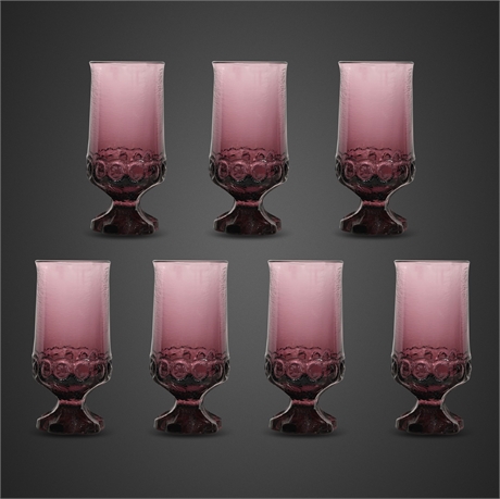 Tiffin-Franciscan Madeira Plum Footed Iced Tea Glasses, Set of 7