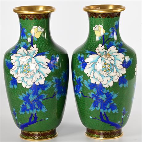 Pair of Vintage Japanese Cloisonne Vases