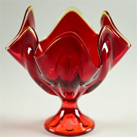 Vintage Viking Glass "Red Ruby Handkerchief" Compote