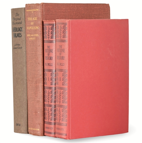 Vintage History & Literature Book Set – H.G. Wells, Sherlock Holmes & More