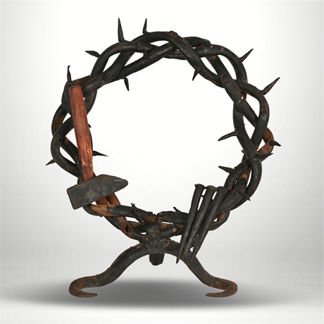 Wrought Iron Crown of Thorns Sculpture