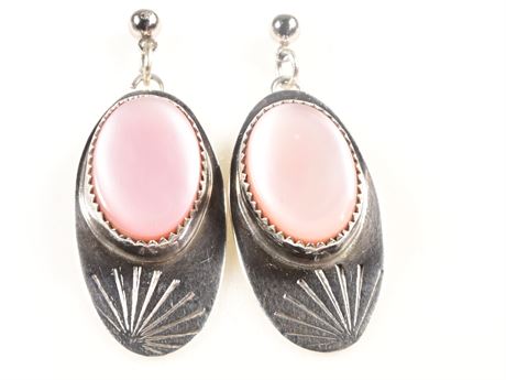 Pink Mother of Pearl and Sterling Earrings