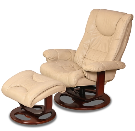 Lane Leather Stressless Style Armchair and Ottoman